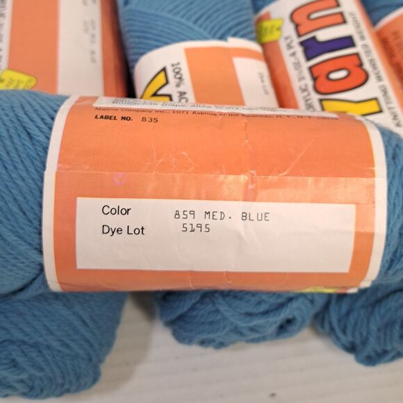 Vtg Creslan Yarn 3.5oz 4 Ply Lot Of 5 Skeins New 859 Medium Blue Skein Knitting - Picture 5 of 5
